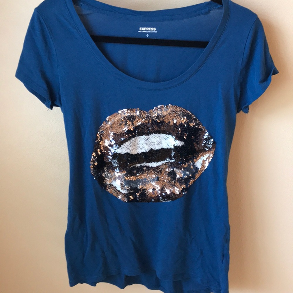 Sequins lips t-shirt